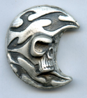 Skull & Moon 999 Silver 2 oz Poured Bar MK BarZ Art Medal Lunar Occult - JN500