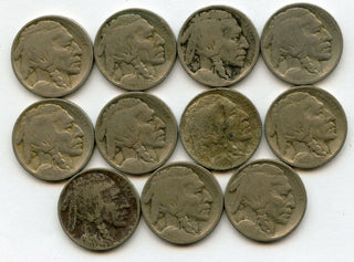 1913 Type 1 Buffalo Nickels - Lot of 11 Coins  - JN349