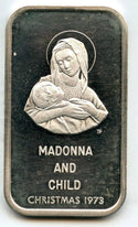 Madonna & Child 1973 Christmas 999 Silver 1 oz Art Bar ingot Medal Jesus - A85