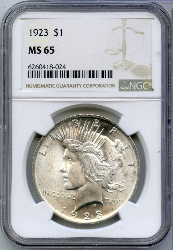 1923 Peace Silver Dollar NGC Certified MS65 - Philadelphia Mint - DM483