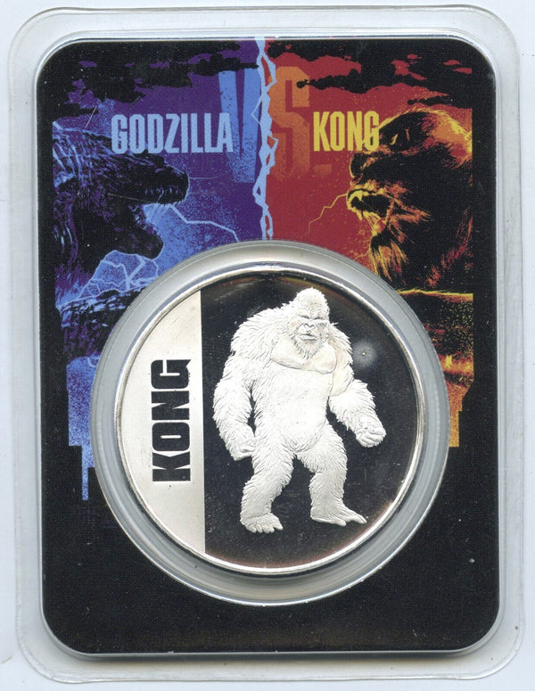 2021 Godzilla King Kong 999 Silver 1 oz $2 Coin Niue TEP Commemorative - B270