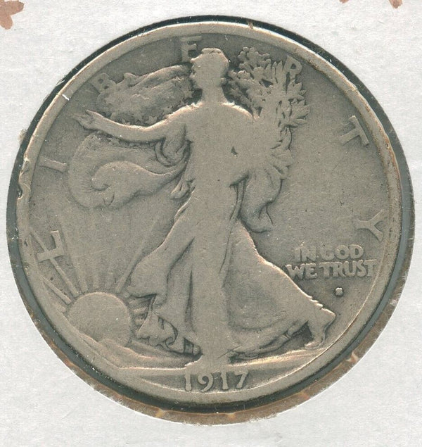 1917-S OBV Silver Walking Liberty Half Dollar 50c San Francisco Mint  - KR212