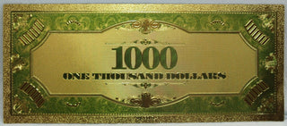1928 $1000 Federal Reserve Novelty 24K Gold Foil Plated Note Bill 6