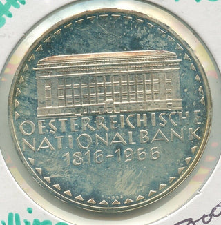 1966 Austria 150th Anniversary Of National Bank Silver Proof 50 Schillings-KR520