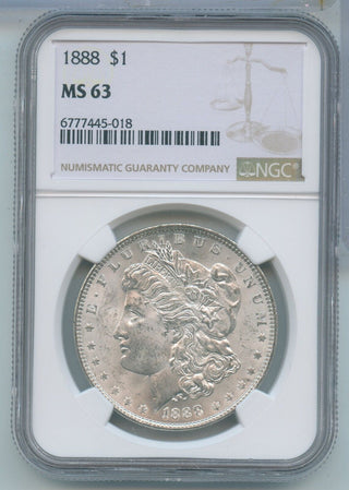 1888-P Silver Morgan Dollar $1 NGC MS63 Philadelphia Mint - KR652