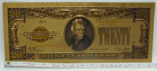 1928 $20 Gold Certificate Novelty 24K Gold Foil Plated US Note Bill 6