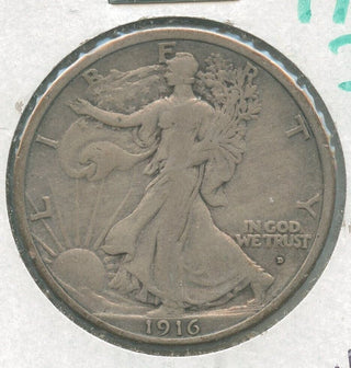 1916-D Silver Walking Liberty Half Dollar 50C Denver Mint - ER514