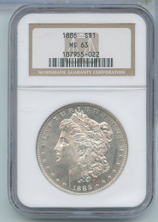 1886-P Silver Morgan Dollar $1 NGC MS63 Philadelphia Mint - KR645