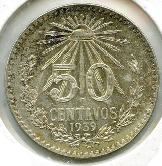 1939 Mexico Silver Coin 50 Centavos - Estados Unidos Mexicanos Moneda Plata G718