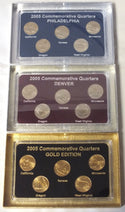2005 State Quarters (3) Coin Sets - Philadelphia Denver Gold-plated - B482
