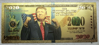 Donald Trump 2020 MAGA Liberty Note Novelty 24K Gold Foil Plated Bill - LG563