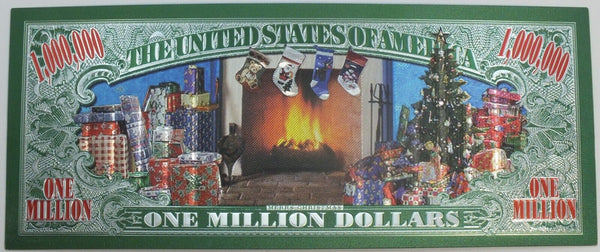 $1,000,000  Red & Green Merry Christmas X-Mas Santa Clause Note Stocking Stuffer