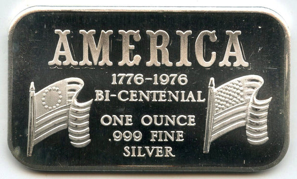 America USA Bicentennial 1976 Art Bar 999 Silver 1 oz ingot Medal Vintage - A95