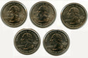 2001 State Quarter 5-Coin Set KY RI NC NY VT Philadelphia Mint Statehood - KZ606