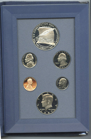 1987 Prestige Coin Set United States Mint OGP Case & COA Certificate - B591