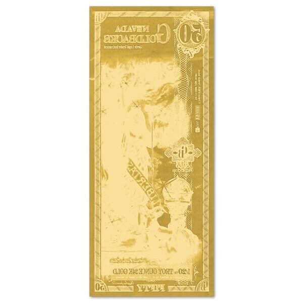 50 Nevada Goldback 24KT 1/20th Oz 999 Gold Foil Note Currency Gold Back Bullion