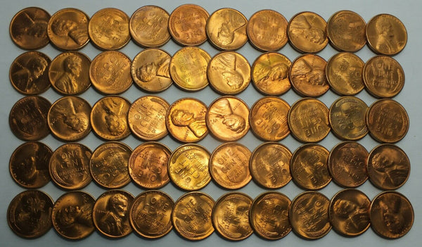 1946-S Cent Lincoln Wheat 50-Coin Roll Penny lot set Uncirculated Pennies LG267