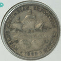 1893 Columbian Expo Half Dollar 50C Philadelphia Mint US Silver Coin LG813