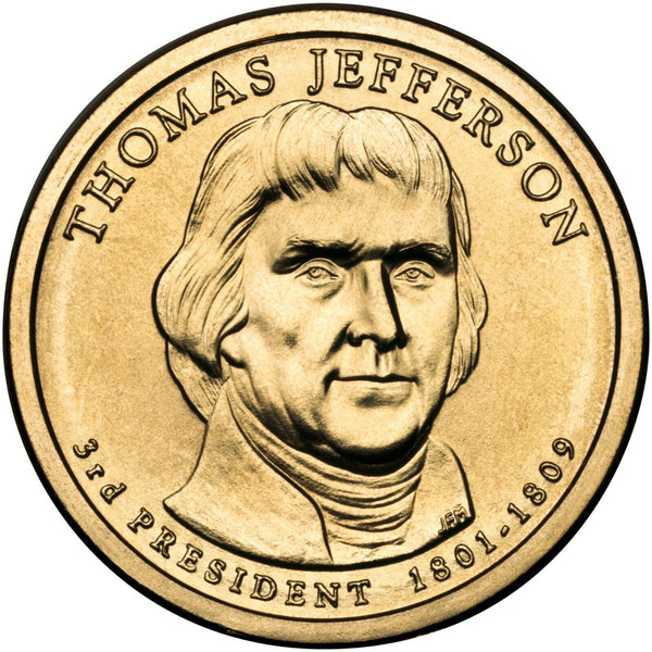 2007-P Thomas Jefferson Presidential US Golden Dollars $1 Coin Philadelphia 03