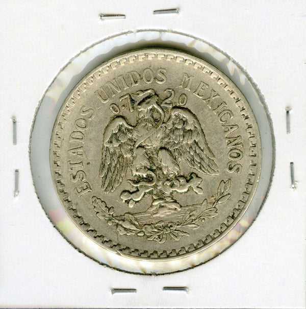 1927 Mexico Un 1 Peso Silver Coin .720  Moneda Plata - DM884