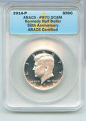 2014-P Anacs PF70 Silver Kennedy Half Dollar Philadelphia Mint -ER837