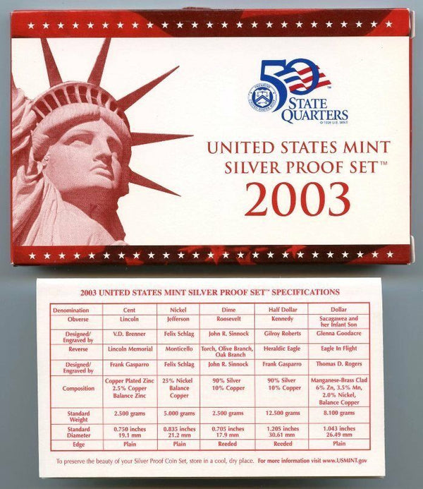 2003 United States Silver Proof 10-Coin Set - US Mint Collection OGP