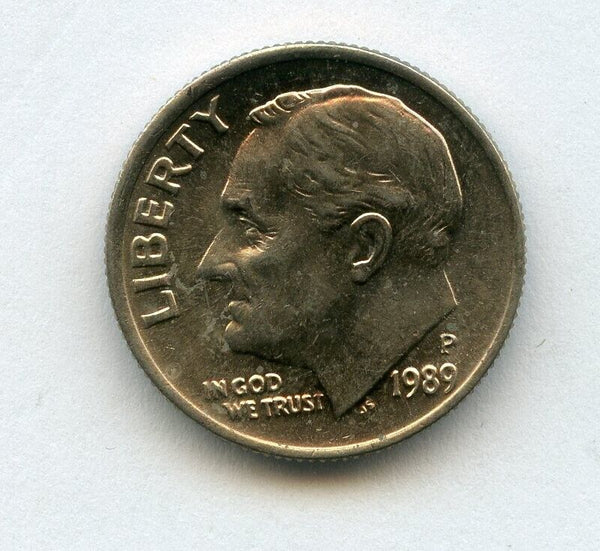 1989-P Roosevelt Dime $5 Roll Uncirculated 10c 50 Coins Philadelphia Mint JP174
