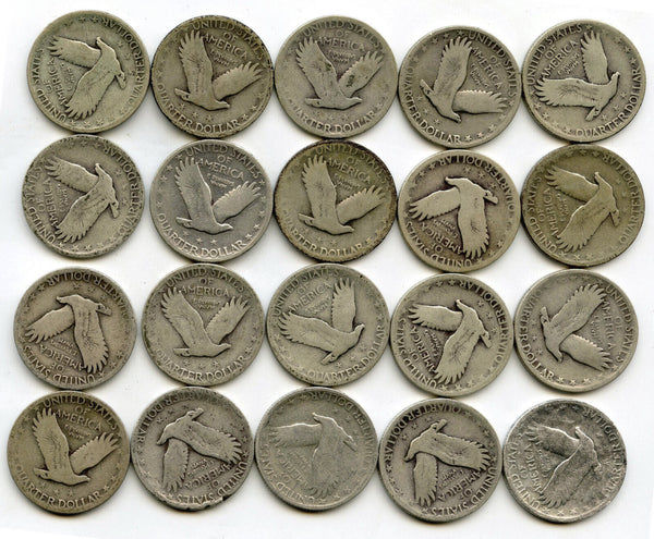 1925 Standing Liberty Silver Quarters 40-Coin Roll - Philadelphia Mint - B399
