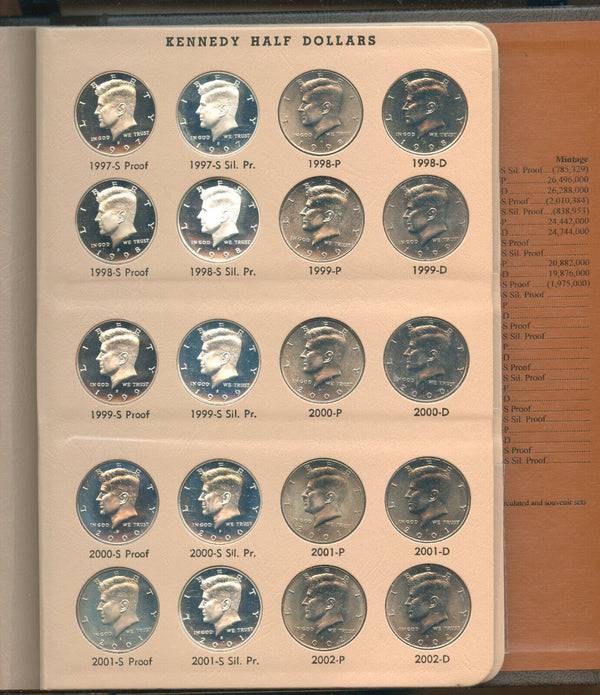Kennedy Half Dollars 1964 - 2007 Dansco Album 140-Coin Set 50c Silver - ER655