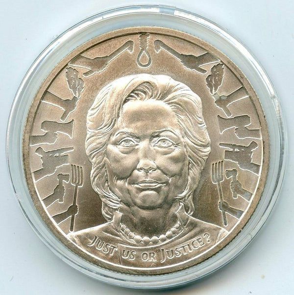 Hillary Clinton Just Us Justice 999 Silver Shield 1 oz Medal 2017 Round - BR453