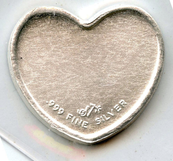 Butterfly Heart 999 Fine Silver 1/10 oz Troy Art Medal Round Bullion - A141