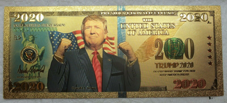 Donald Trump 2020 MAGA Liberty Note Novelty 24K Gold Foil Plated Bill - LG563
