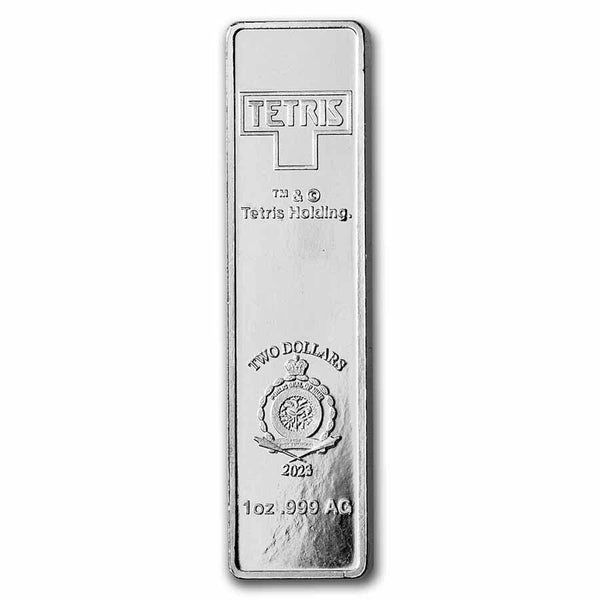 Tetris I Shape Tetrimino Block 1 Oz 999 Ag Silver 2023 Niue $2 Coin - JP423