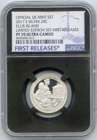2017-S Silver Ellis Island Proof Silver Quarter NGC PF70 Ultra Cameo  -DN614