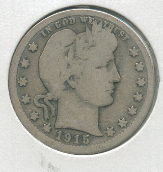 1915-S Silver Barber Quarter 25c San Francisco Mint - KR182