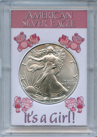 2024 American Silver Eagle 1 Oz Coin It's A Girl Holder BU Gem Uncirculated Gift