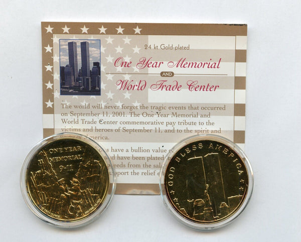 One Year Memorial World Trade Center WTC 2 999 Silver Bullion Set GP LH030