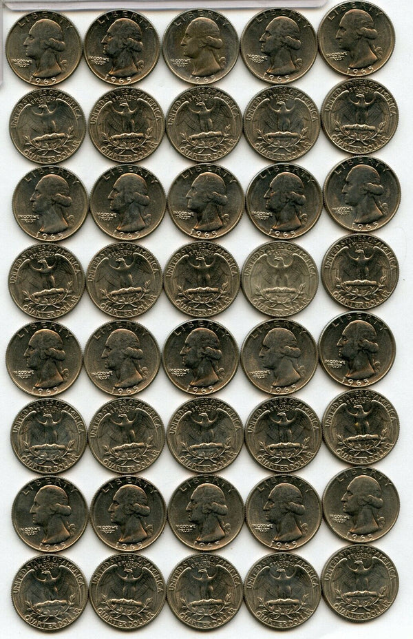 Coin Roll 1965 Washington Quarters - Philadelphia Mint - Uncirculated - RY436