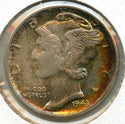 1943-S Mercury Silver Dime - Toned Toning - San Francisco Mint - BT176