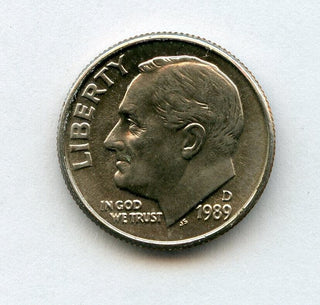 1989-D Roosevelt Dime $5 Roll Uncirculated (50) Coins - Denver Mint - JP175