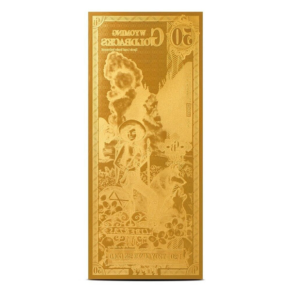 50 Wyoming Goldback 24KT 1/20 Oz 999 Gold Foil Note Currency Bullion 2024
