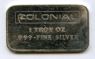 Colonial Engelhard 1 Troy Oz 999 Fine Silver Vintage Bar RARE - JP689