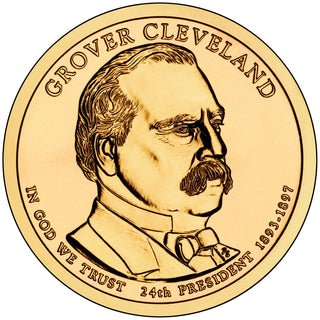 2012-P Grover Cleveland Second Term 24th Presidential Dollar US Golden $1 Coin
