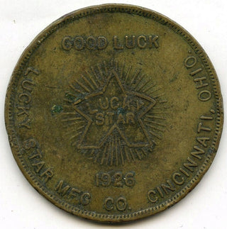 1926 Lucky Star Incense Good Luck Token Medal Round - G505