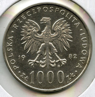 1982 MW Pope John Paul II Poland Silver Coin 1000 Zlotych Jan Pawel - E223