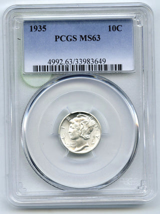 1935 Mercury Silver Dime PCGS MS63 Certified - Philadelphia Mint - G275