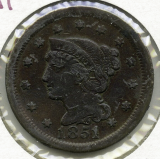 1851 Braided Hair Large Cent Penny - DM520