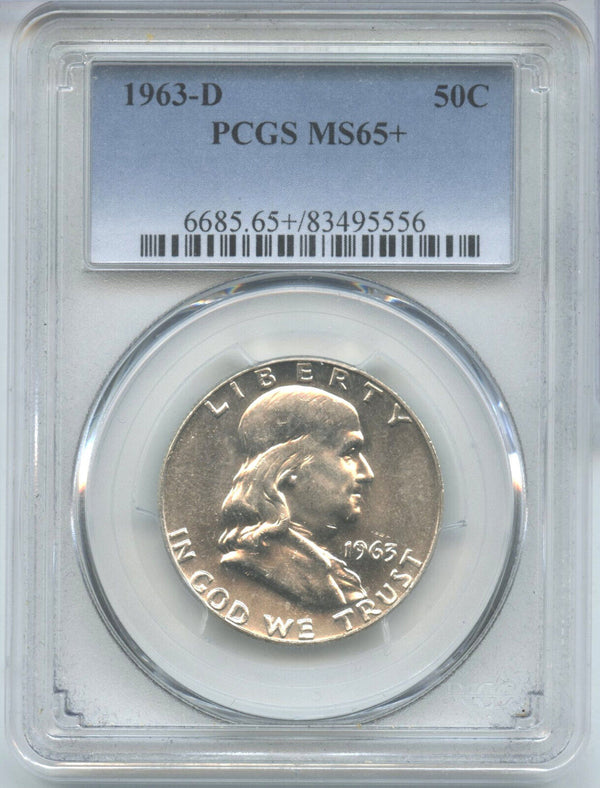 1963-D Franklin Silver Half Dollar PCGS MS65+ Certified- Denver Mint -DN458