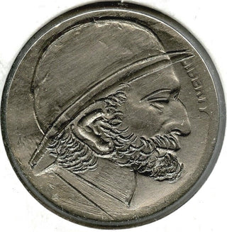 Hobo Nickel Engraved Coin - United States Buffalo Indian Head Art - B965