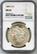 1885-S Morgan Silver Dollar NGC MS62 $1 Coin Certified San Francisco - JN656